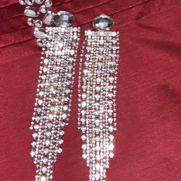 6/$20 Long Rhinestones Earrings - Picture 2 of 6